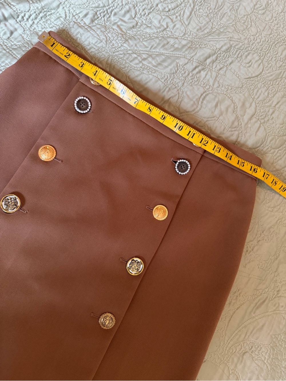 PINKO Italy Burrasca Heavy Crepe Button Cognac Brown Midi Pencil Skirt, 10 Rare! - Picture 10 of 16